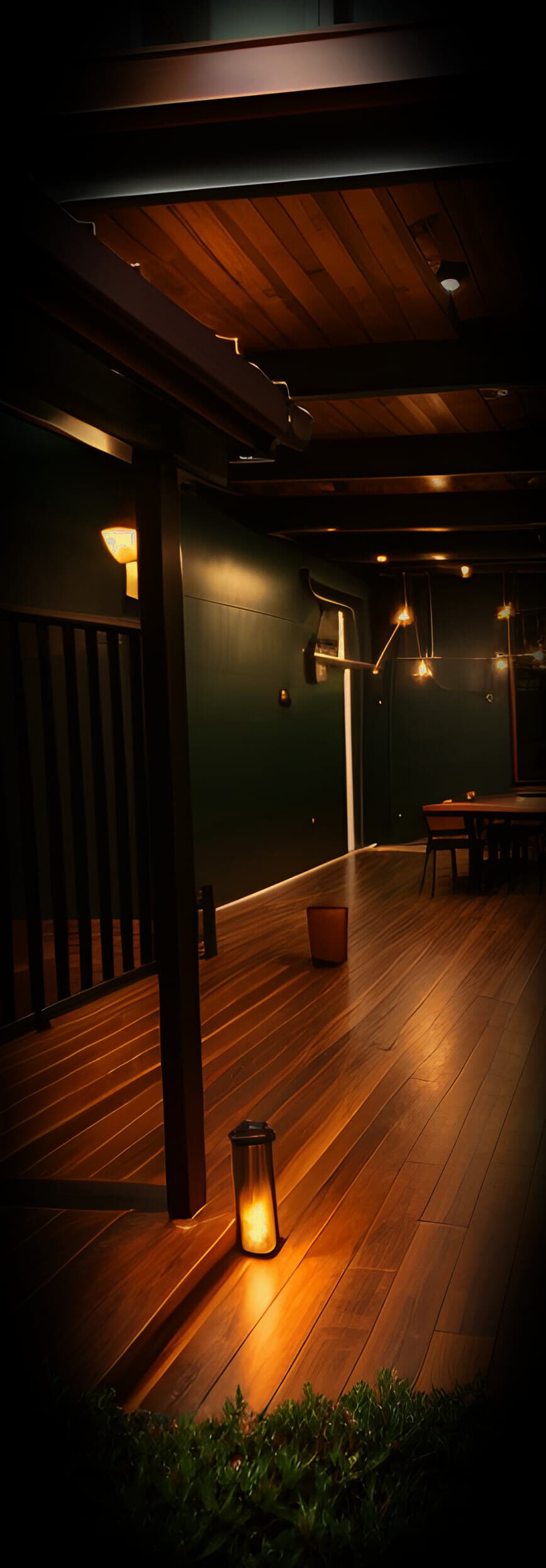The Yard's drinks counter at night